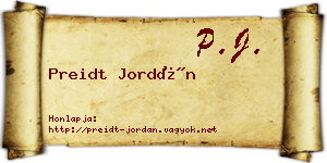 Preidt Jordán névjegykártya
